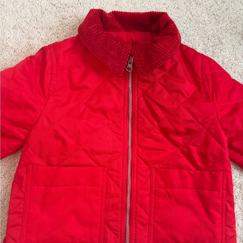 Burberry NWT Infant Baby Kids Otis Corduroy Collar Quilted Jacket Red Size 18 Mo - Picture 2 of 11